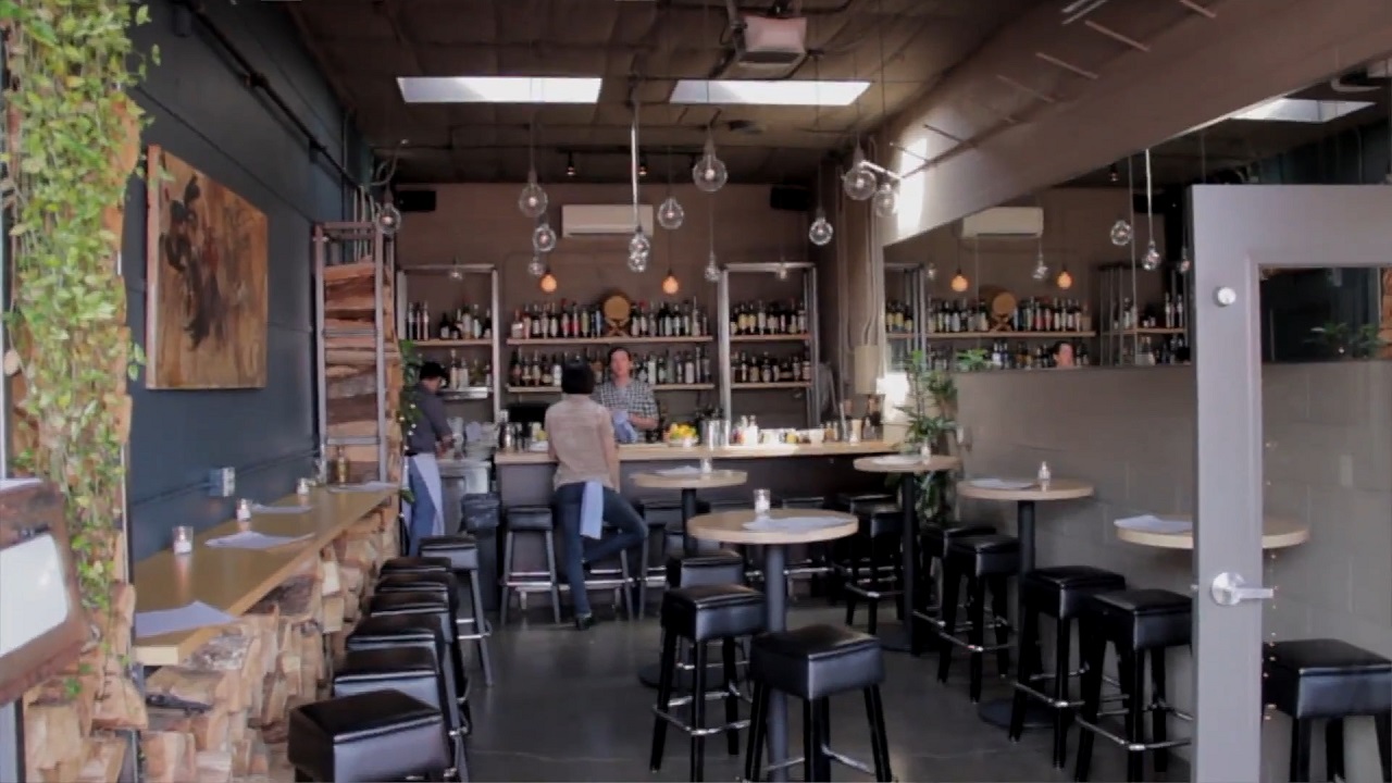 The intimate and rustic interior of Ox Restaurant